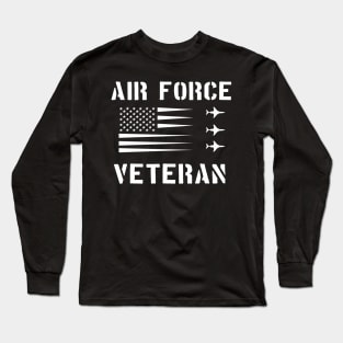 Air Force Veteran US Flag Contrail F-101 Voodoo Long Sleeve T-Shirt